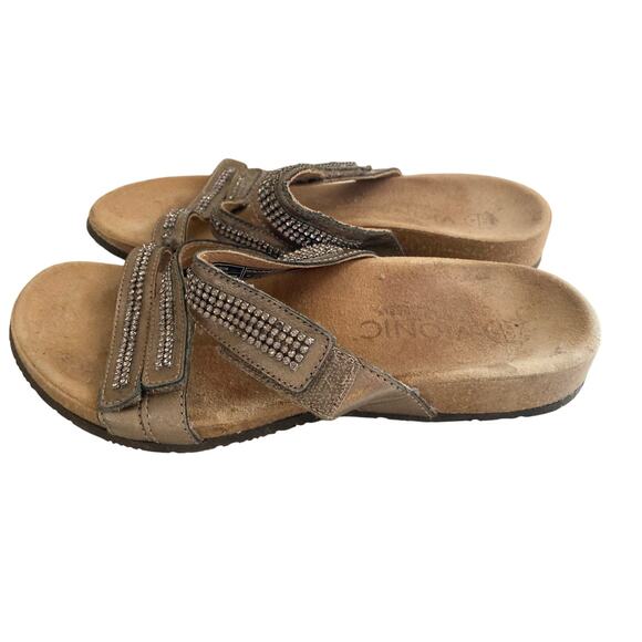 Vionic Rhinestone Slide Sandals EU 39 US 8 Bronze Orthotic Comfort Shoes - Picture 1 of 6